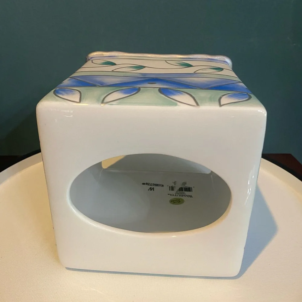 Wamsutta Hand Painted Ceramic Tissue Box Cover